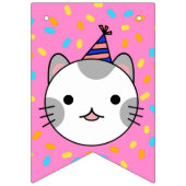 Bannière À Fanions Joyeux Anniversaire Polka Dot Chat (Premier drapeau)