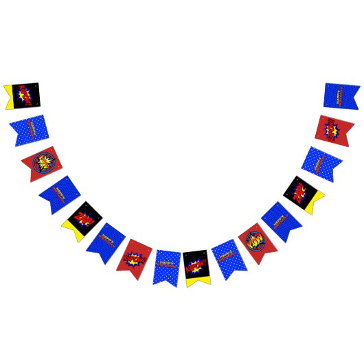 Bannière À Fanions Joyeux anniversaire Pop Art Superhero Anniversaire (Tout)