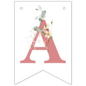 Bannière À Fanions Joyeux anniversaire rose Aquarelle Jardin Fleurs F (Troisième drapeau)