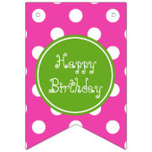 Bannière À Fanions Joyeux anniversaire rose et vert Personnalisé (Troisième drapeau)