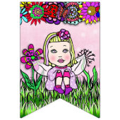 Bannière À Fanions Joyeux Anniversaire rose et violet licorne Fée (Premier drapeau)