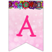 Bannière À Fanions Joyeux Anniversaire rose et violet licorne Fée (Troisième drapeau)