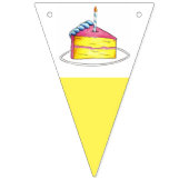 Bannière À Fanions Joyeux Anniversaire Rose Jaune Gâteau Chandelles (Premier drapeau)
