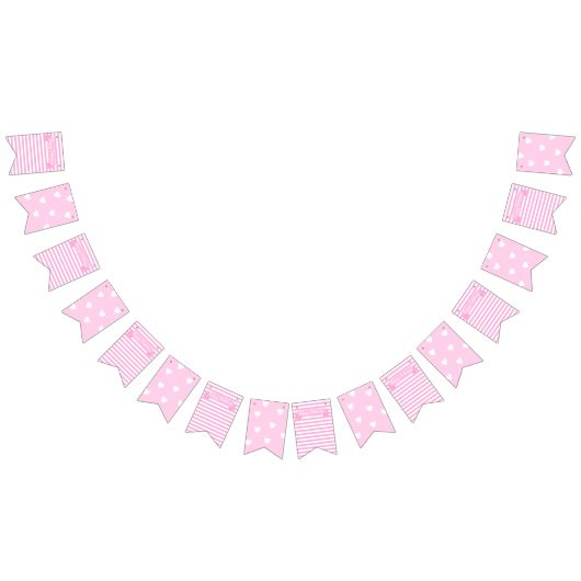 Bannière À Fanions Joyeux anniversaire ! | rose Stripes & Coeurs Anni (Tout)