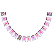 Bannière À Fanions Joyeux anniversaire Rouge rose et violet licorne F (Tout)