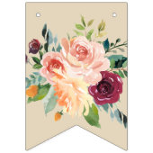 Bannière À Fanions Joyeux Anniversaire Rustique Bourgogne rose Chute (Premier drapeau)