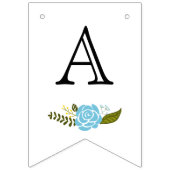 Bannière À Fanions Joyeux aqua d'anniversaire, fleurs jaunes mignonet (Troisième drapeau)