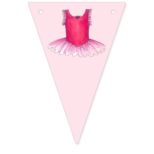 Bannière À Fanions Joyeux Ballet d'anniversaire Pink Ballerina Tutu (Premier drapeau)