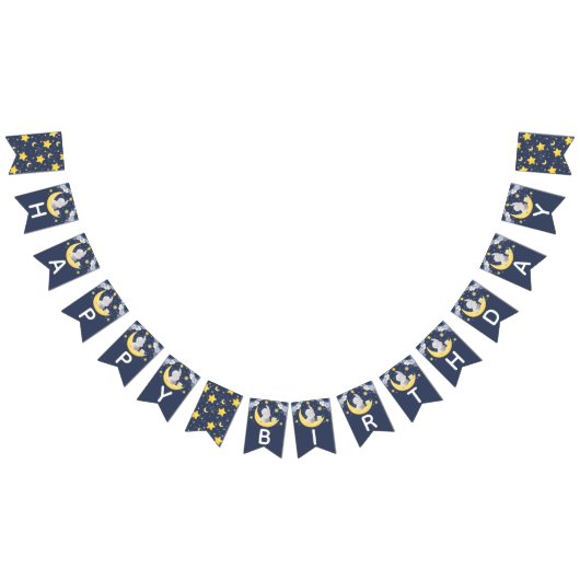 Bannière À Fanions Joyeux bébé éléphant anniversaire (Tout)