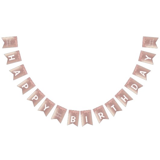 Bannière À Fanions Joyeux Bithday - Rose Gold Blush Parties scintilla (Tout)