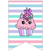 Bannière À Fanions Joyeux Cupcakes Unicorn Girl'anniversaire (Premier drapeau)