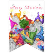 Bannière À Fanions Joyeux dessin de Noël Gnome Party - Amusant (Premier drapeau)