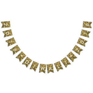 Bannière À Fanions Joyeux Diwali 2016 Gold White Parties scintillant