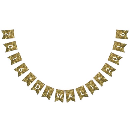 Bannière À Fanions Joyeux Diwali 2016 Gold White Parties scintillant  (Tout)