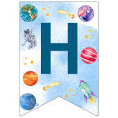 Bannière À Fanions Joyeux Enfants Anniversaire Moderne Bleu (Deuxième drapeau)