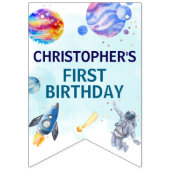 Bannière À Fanions Joyeux Enfants Anniversaire Moderne Bleu (Premier drapeau)