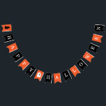 Bannière À Fanions Joyeux Halloween<br><div class="desc">Customisez les couleurs du drapeau et le texte ; un chat noir mignon et un fantôme de bébé mignon.</div>