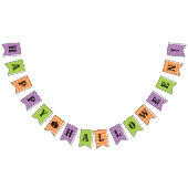 Bannière À Fanions Joyeux Halloween orange violet vert motif (Tout)