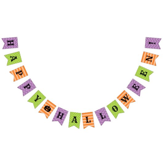 Bannière À Fanions Joyeux Halloween orange violet vert motif (Tout)