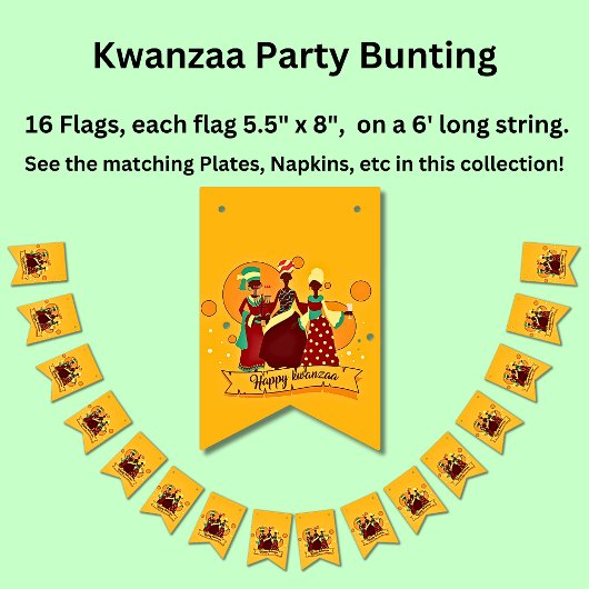 Bannière À Fanions Joyeux Kwanzaa 3 Dames Jaunes
