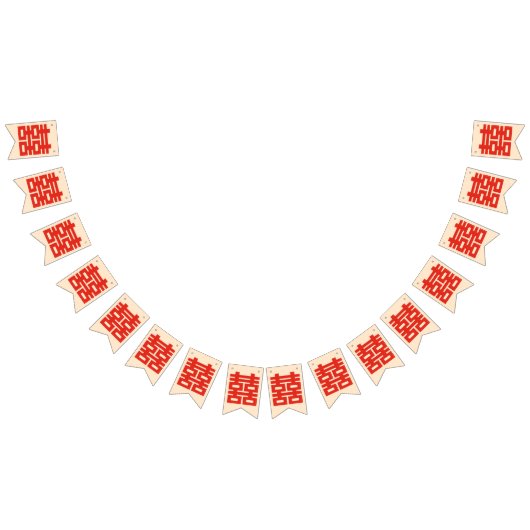 Bannière À Fanions Joyeux Mariage Rouge Double Bonheur (Tout)