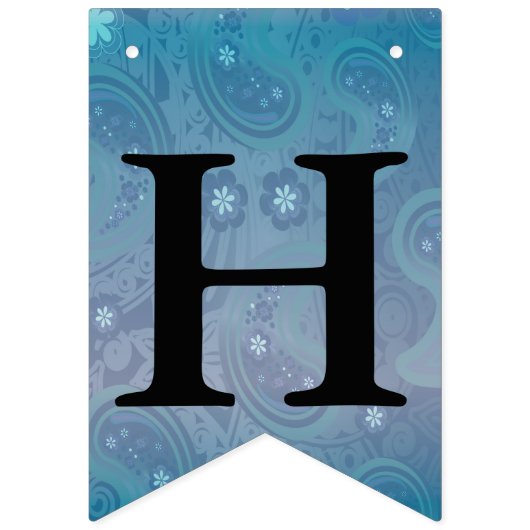 Bannière À Fanions Joyeux message d'anniversaire Paisley Blue (Deuxième drapeau)