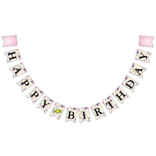 Bannière À Fanions Joyeux message d'anniversaire Sucre de canne rose 