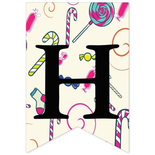 Bannière À Fanions Joyeux message d'anniversaire Sucre de canne rose (Deuxième drapeau)