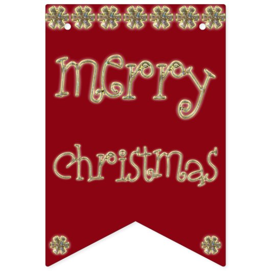 Bannière À Fanions Joyeux Noël Chic Gold Parties scintillant Typograp (Deuxième drapeau)