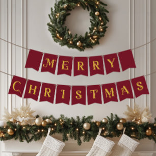 Bannière À Fanions Joyeux Noël Classique Rouge nordique