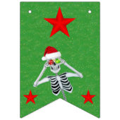 Bannière À Fanions Joyeux Noël Fun Skeleton Red Stars Green (Premier drapeau)