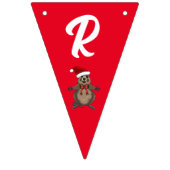 Bannière À Fanions Joyeux Noël rouge et vert Quokka (Troisième drapeau)