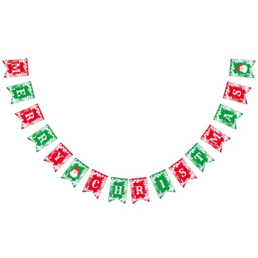 Bannière À Fanions Joyeux Noël Rouge Vert Blanc Motif (Tout)