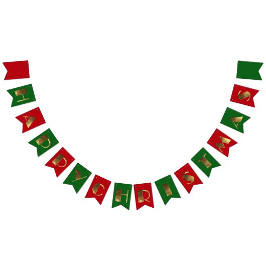Bannière À Fanions Joyeux Noël Rouge Vert Golden Texte Typographie (Tout)