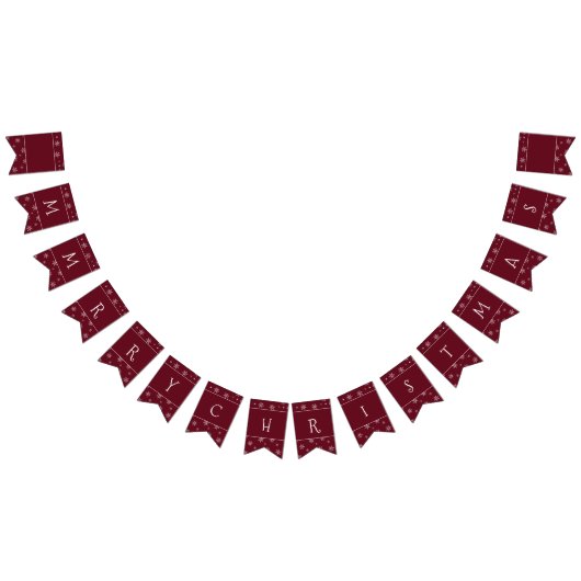 Bannière À Fanions Joyeux Noël Snowflakes sur la Bourgogne d'automne (Tout)