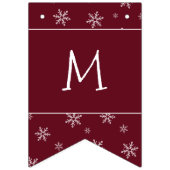 Bannière À Fanions Joyeux Noël Snowflakes sur la Bourgogne d'automne (Deuxième drapeau)