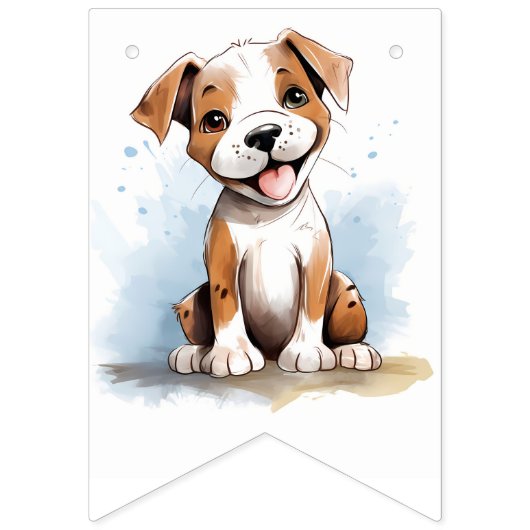 Bannière À Fanions Joyeux Pitbull Pit Bull Terrier Chien (Premier drapeau)