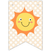 Bannière À Fanions Joyeux point de polka bleu soleil et or pour l'ann (Premier drapeau)