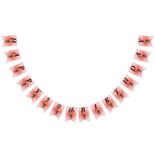 Bannière À Fanions Joyeux Squelette d'anniversaire tenant Rose rouge  (Tout)