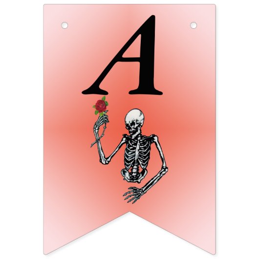 Bannière À Fanions Joyeux Squelette d'anniversaire tenant Rose rouge  (Deuxième drapeau)