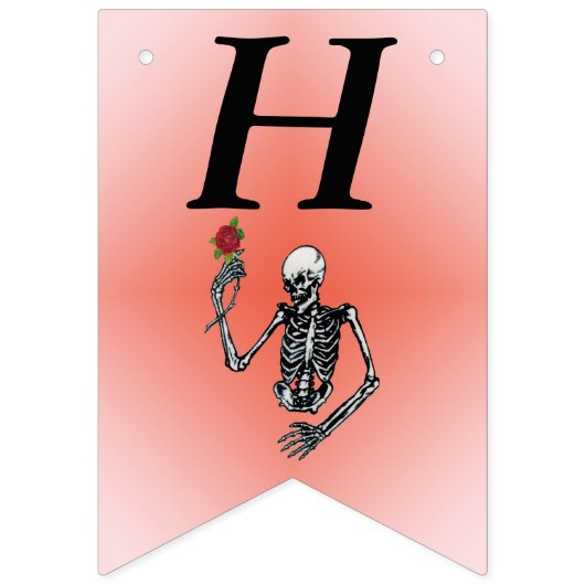 Bannière À Fanions Joyeux Squelette d'anniversaire tenant Rose rouge  (Premier drapeau)