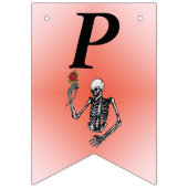 Bannière À Fanions Joyeux Squelette d'anniversaire tenant Rose rouge  (Troisième drapeau)