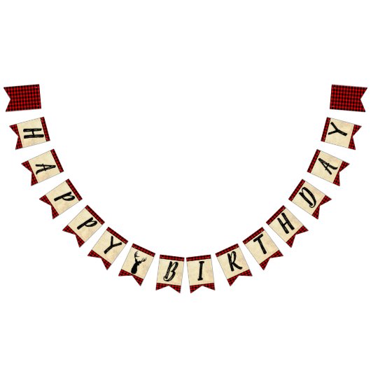 Bannière À Fanions Joyeux thème de chasse d'anniversaire (Tout)