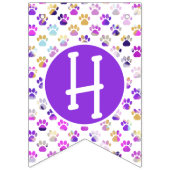 Bannière À Fanions Joyeux Woofday violet rose jaune Bl Paw Silhouette (Deuxième drapeau)