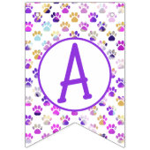 Bannière À Fanions Joyeux Woofday violet rose jaune Bl Paw Silhouette (Troisième drapeau)
