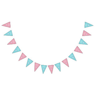 Bannière À Fanions Jumeaux Rose Et Bleu Garçon Et Fille Anniversaire
