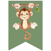 Bannière À Fanions Jungle Monkey Joyeux anniversaire vert fête d'anni (Premier drapeau)