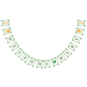 Bannière À Fanions Jungle Safari Bienvenue Baby Boy Shower Lion Giraf