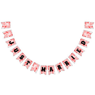Bannière À Fanions JUST MARRIED - coeur amour design motif 4