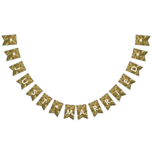 Bannière À Fanions Juste noce blanche mariée de parties scintillantes